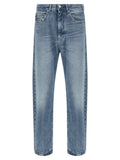 Blue Cotton Straight-Leg Jeans