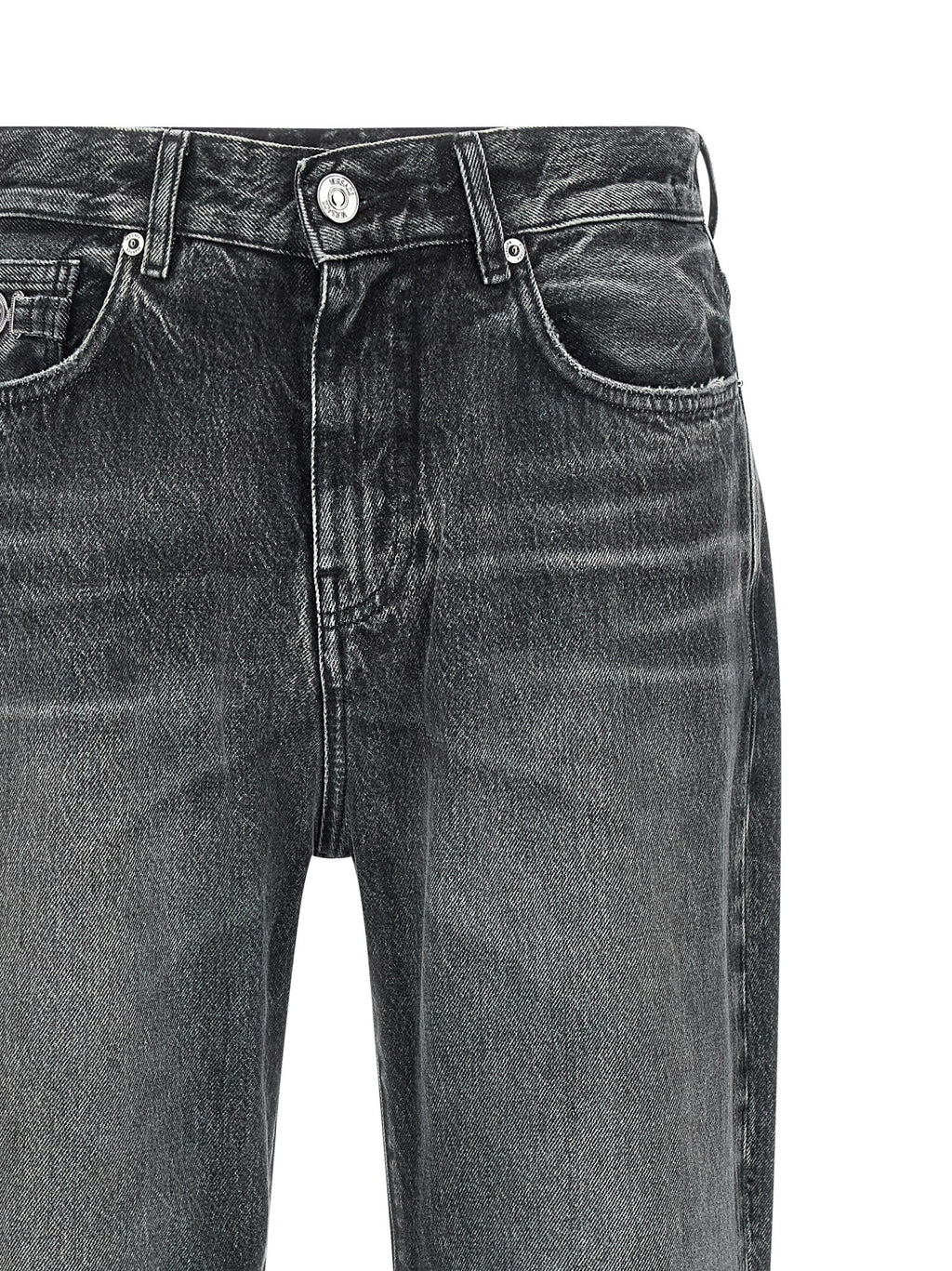 Gray Cotton Straight-Leg Jeans