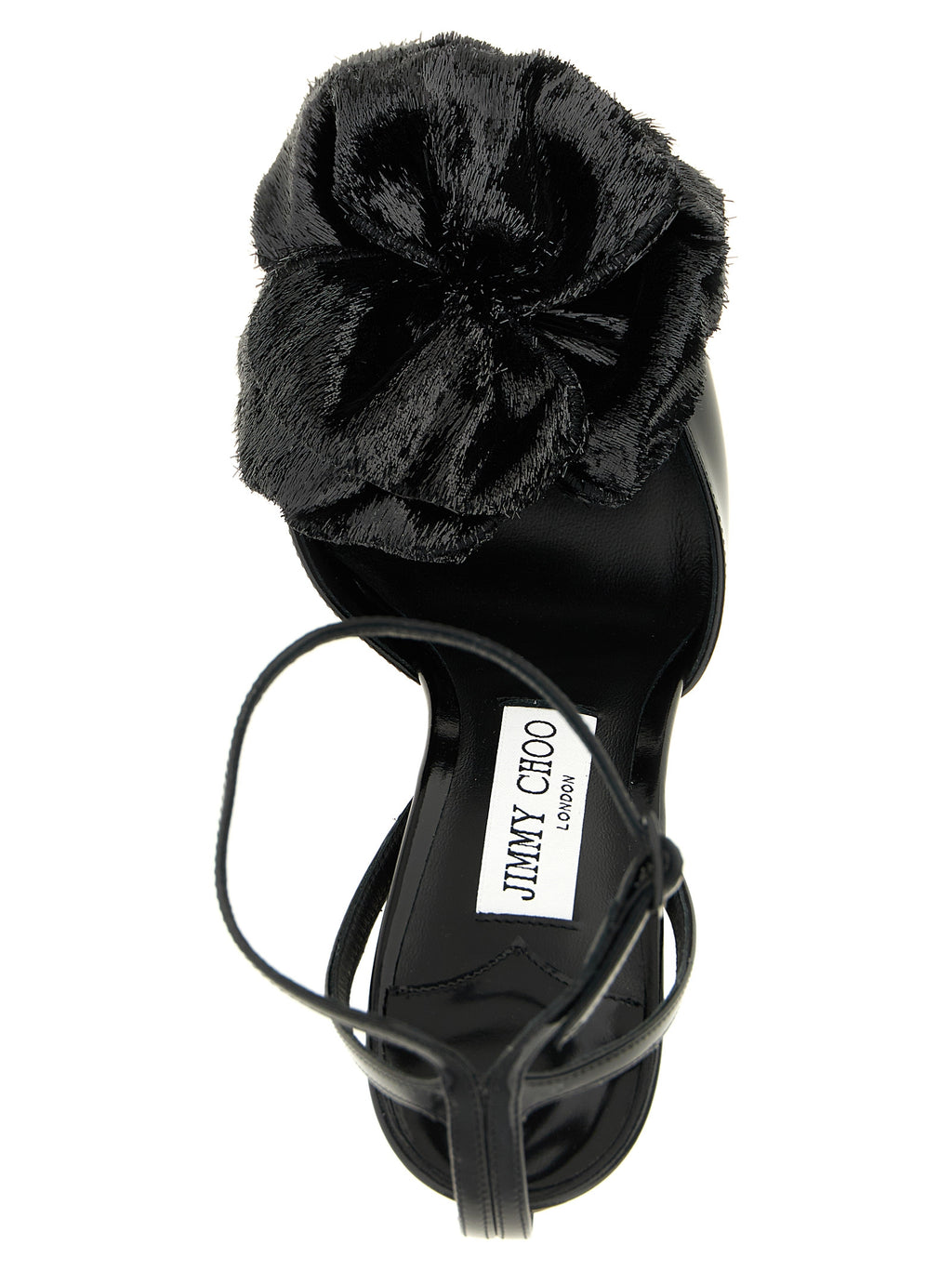 Black Leather Stiletto Heel Sandals