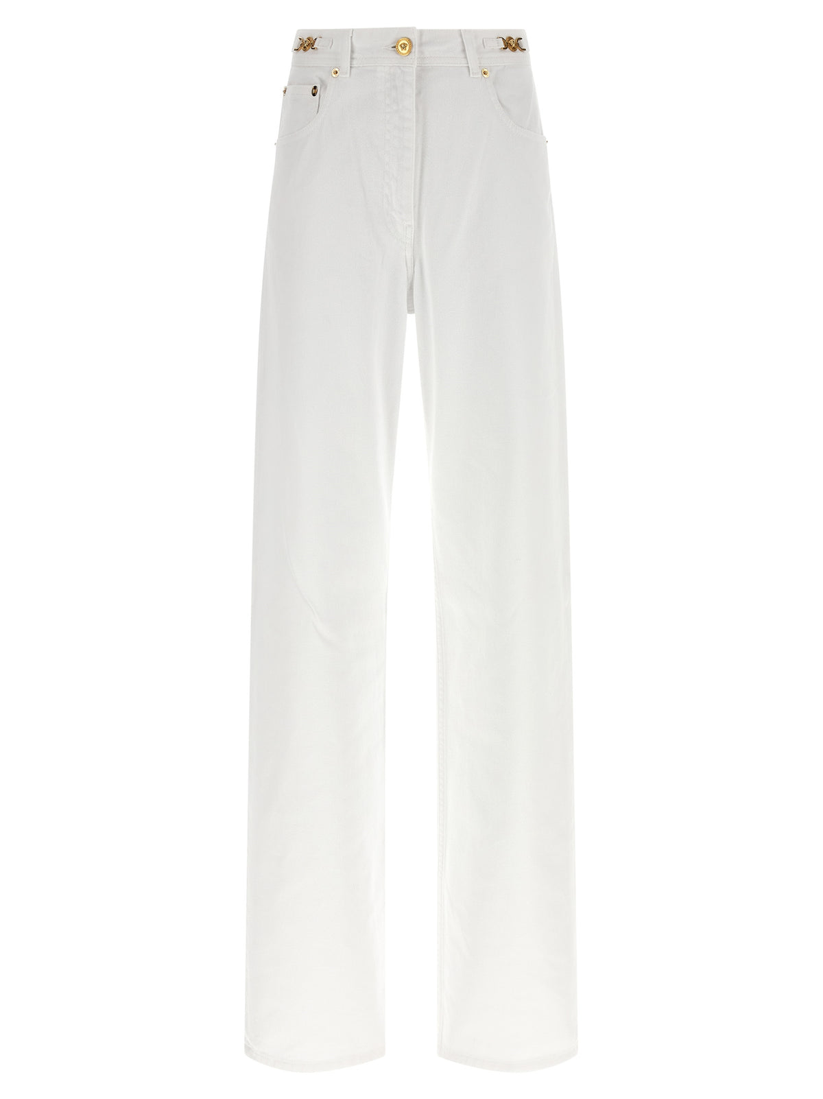 White Cotton Straight-Leg Jeans