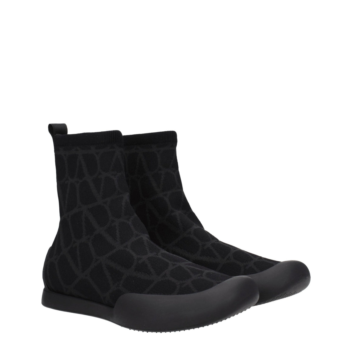 Black Fabric High Top Sneakers