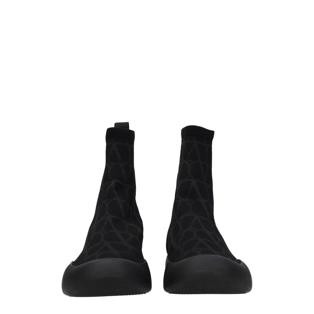 Black Fabric High Top Sneakers