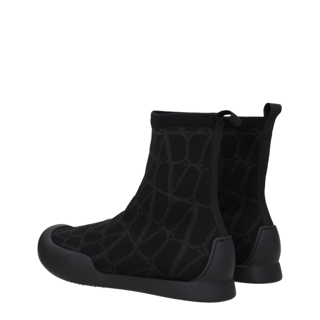 Black Fabric High Top Sneakers