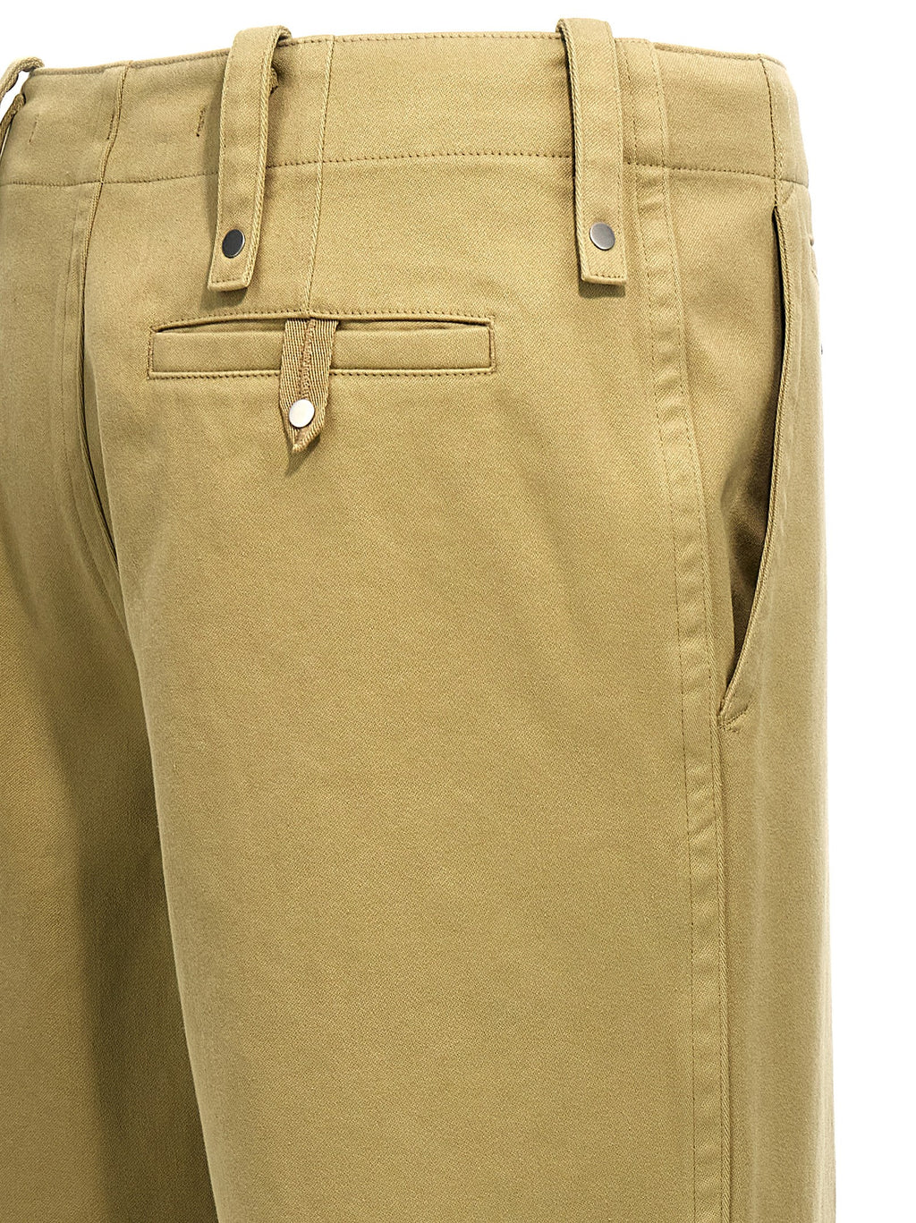 Beige Cotton Casual Pants