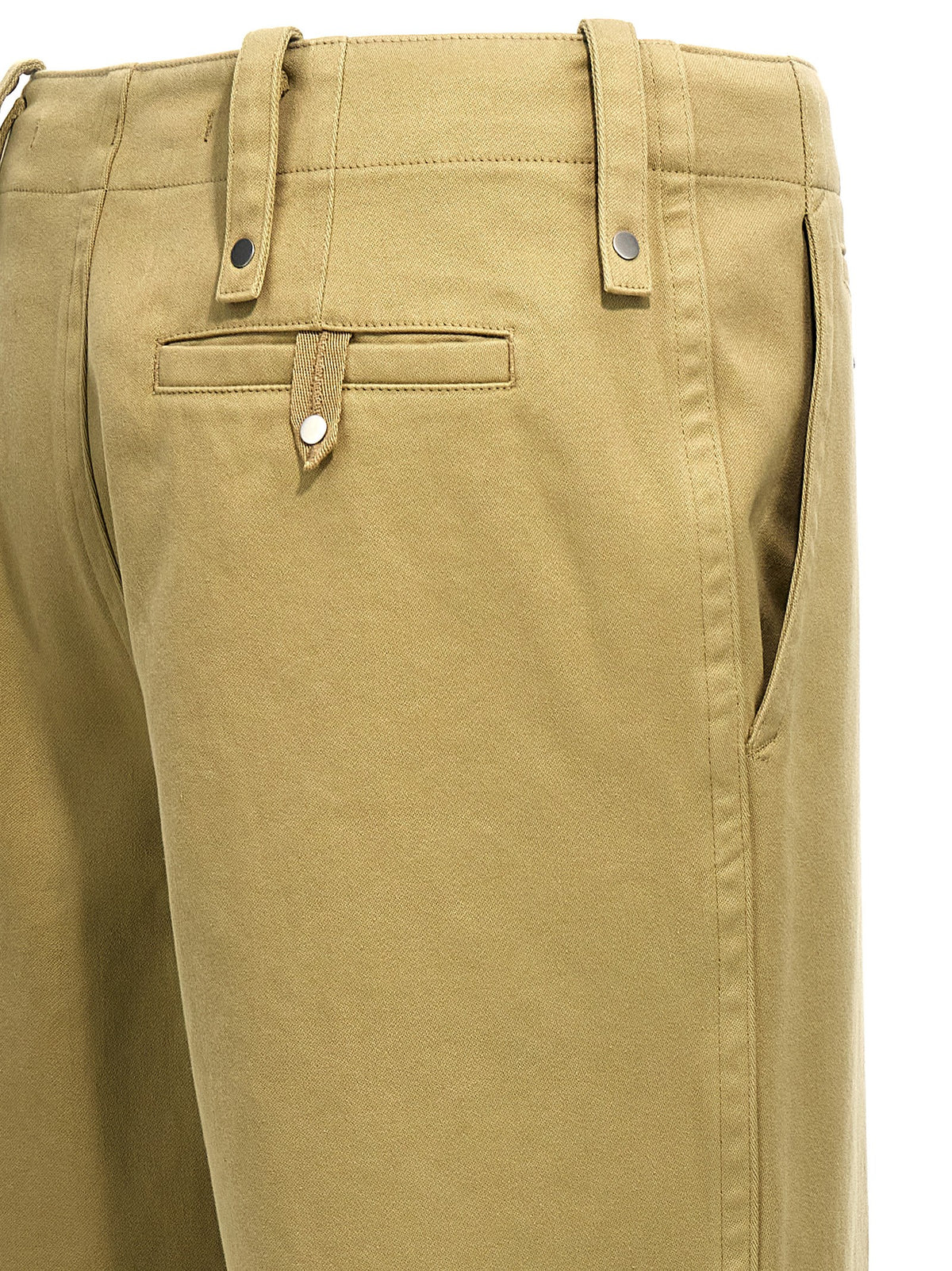 Beige Cotton Casual Pants