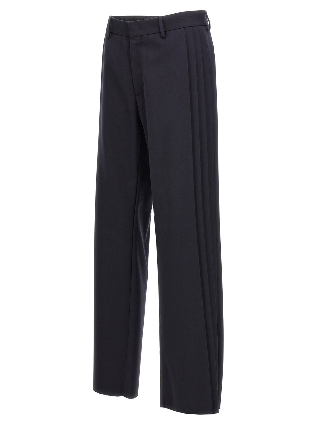 Blue Polyester Casual Pants