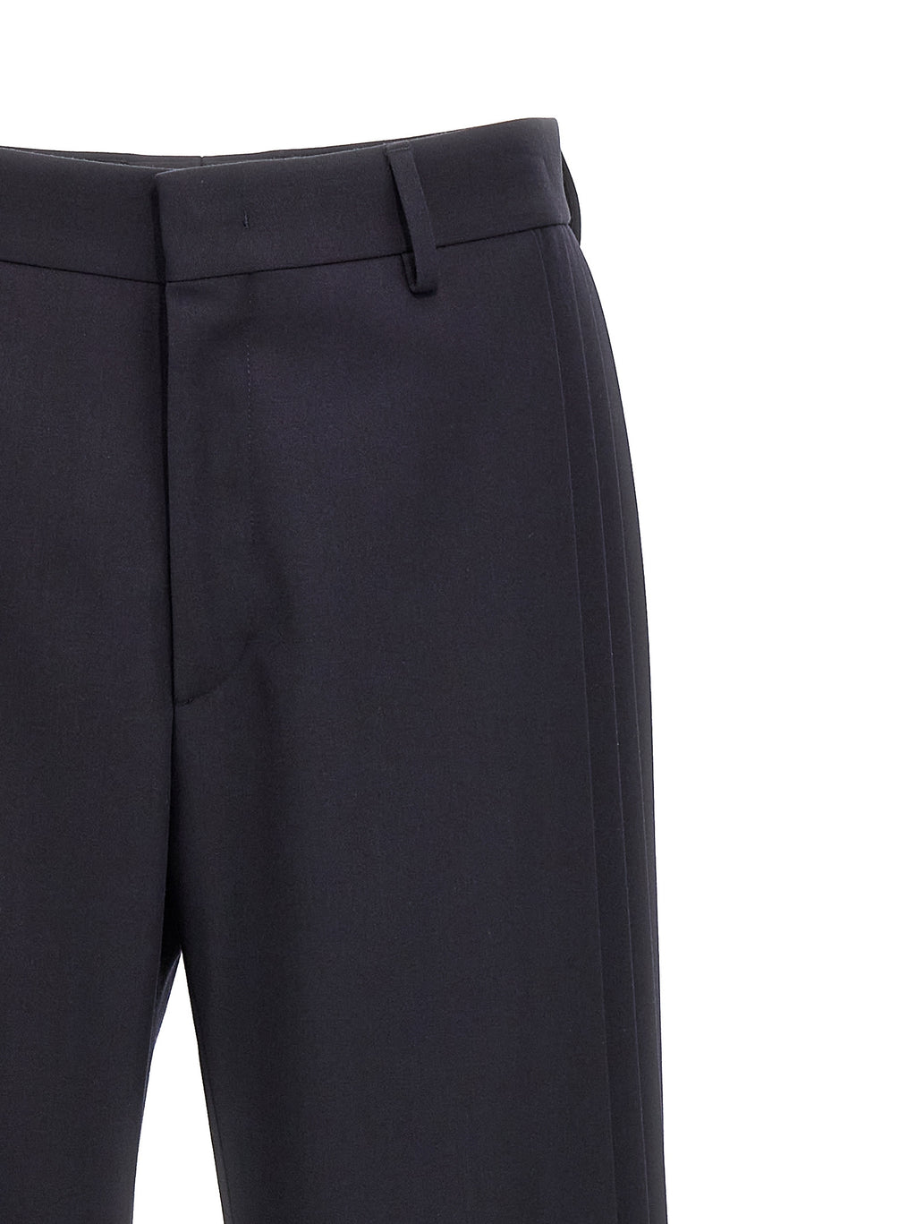 Blue Polyester Casual Pants