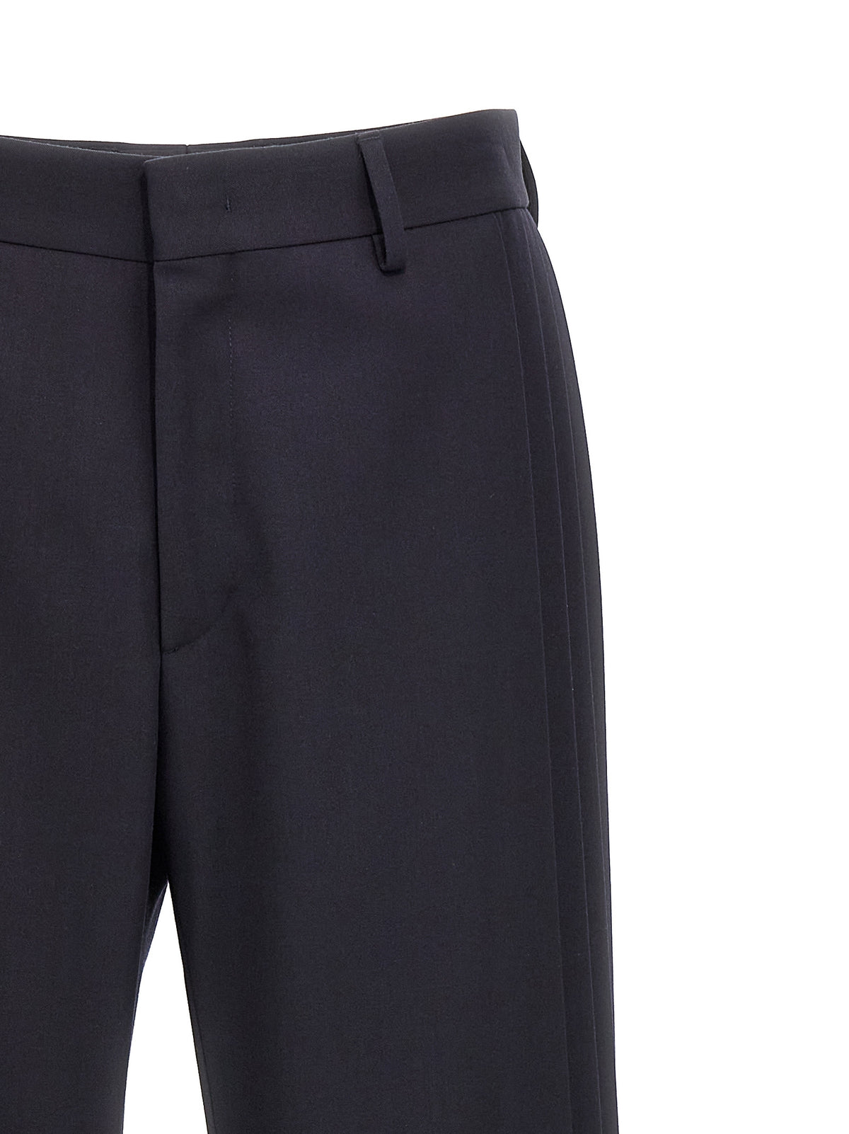 Blue Polyester Casual Pants