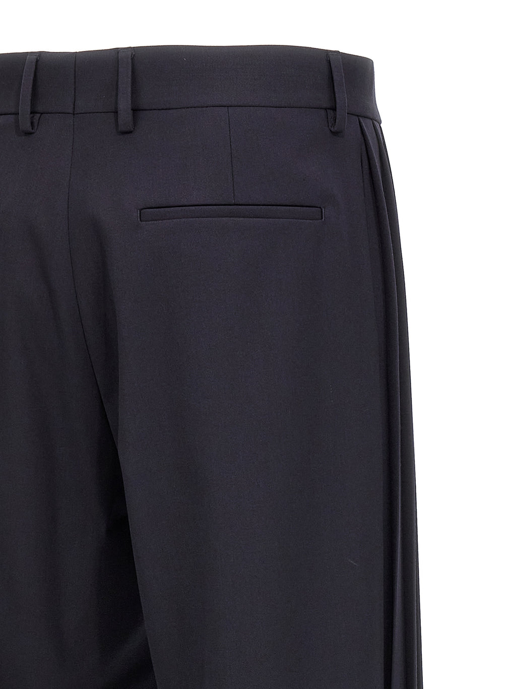 Blue Polyester Casual Pants