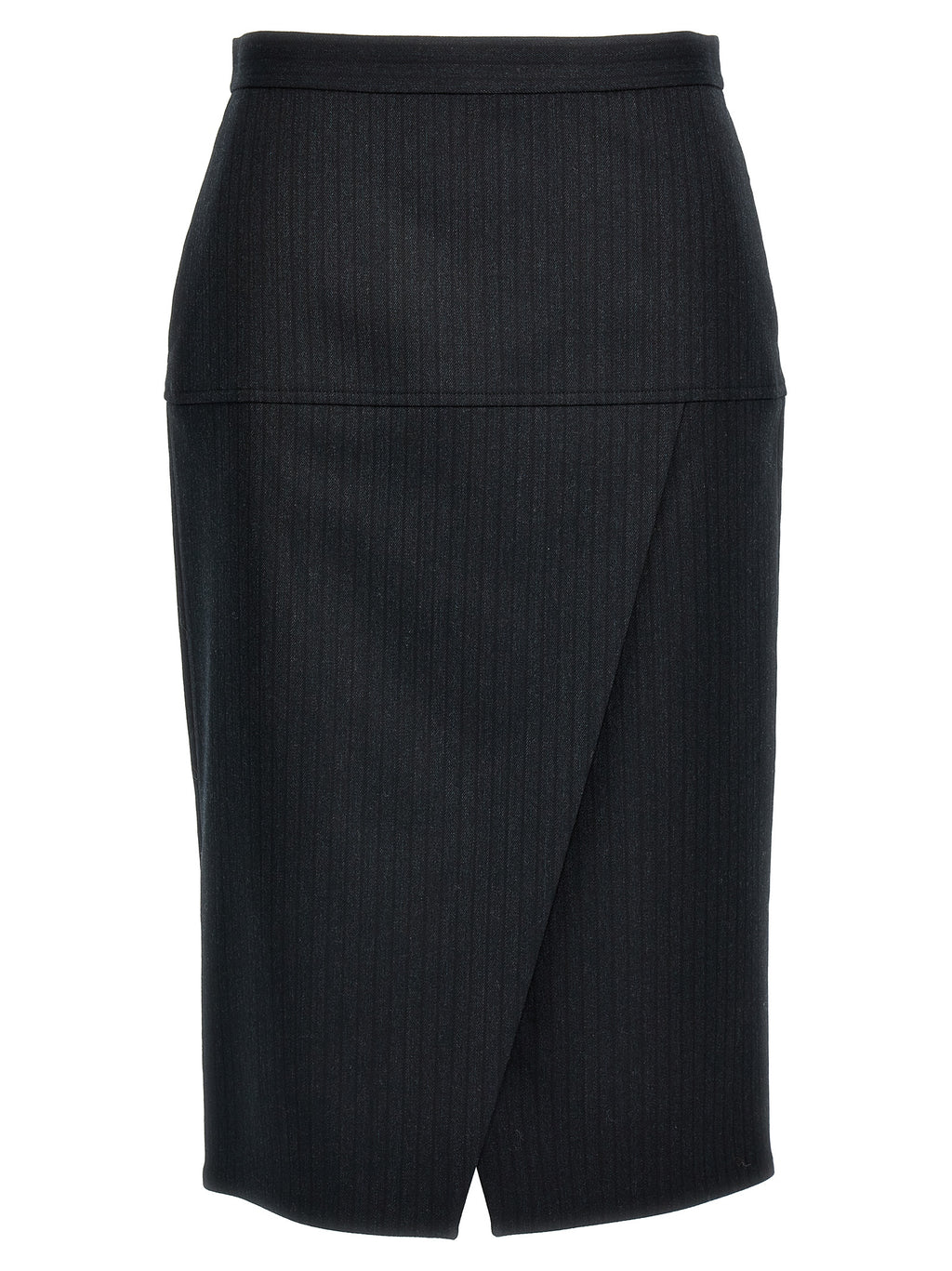 Gray Virgin Wool Midi Skirt