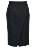 Gray Virgin Wool Midi Skirt