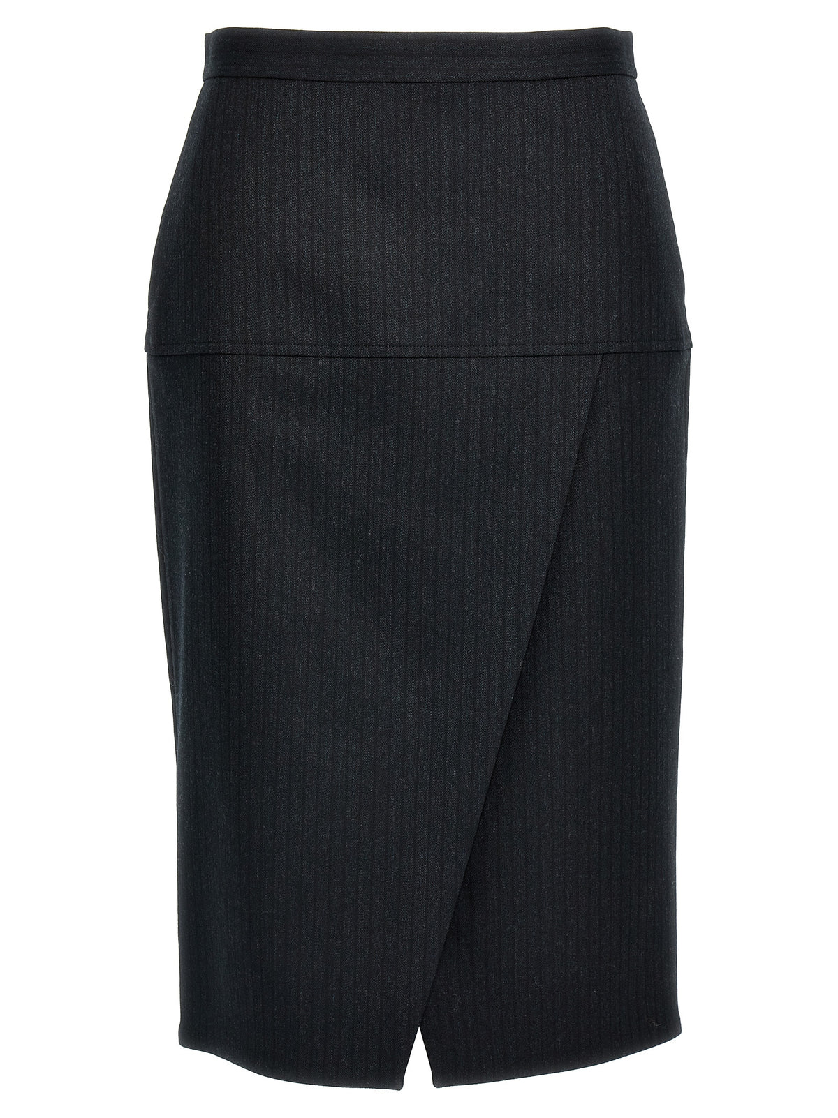 Gray Virgin Wool Midi Skirt