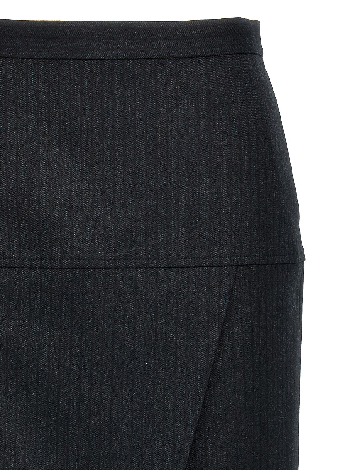 Gray Virgin Wool Midi Skirt