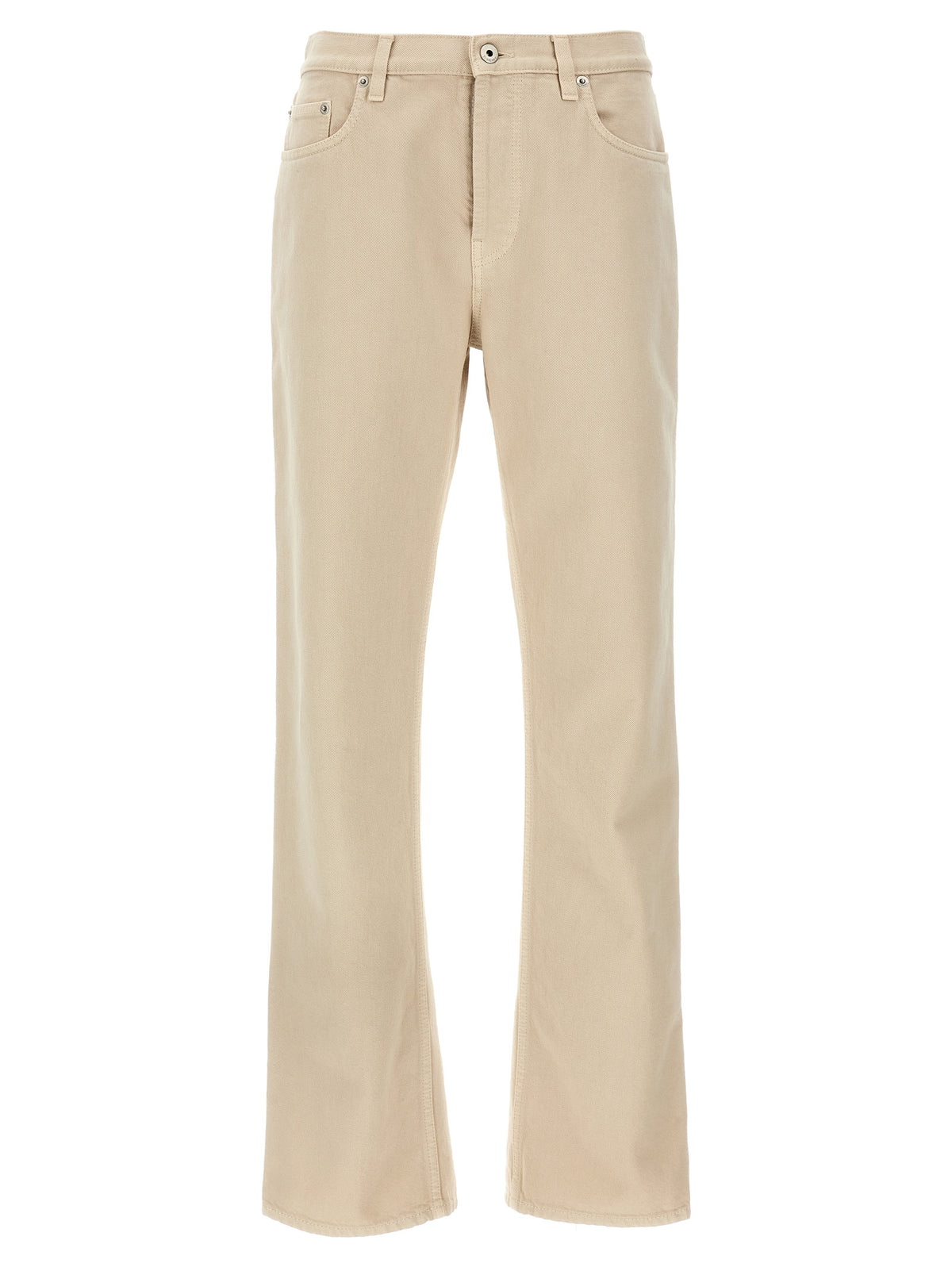 Beige Cotton Casual Pants