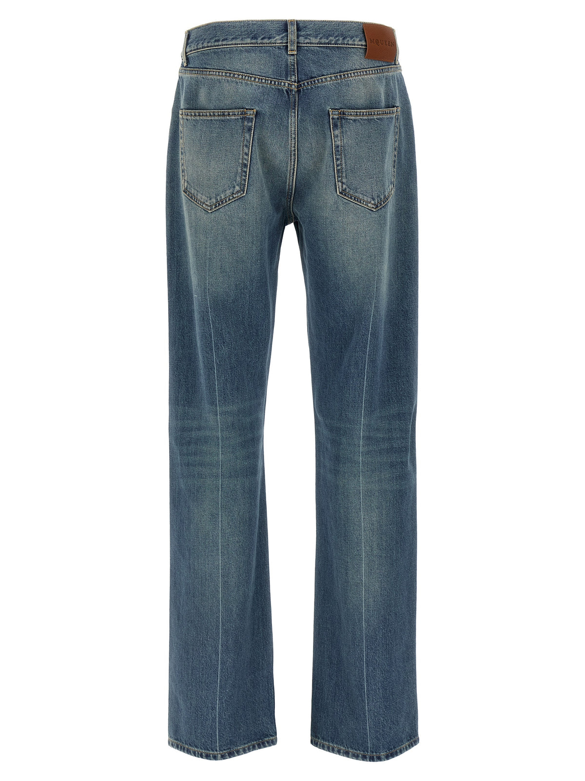 Blue Cotton Straight-Leg Jeans