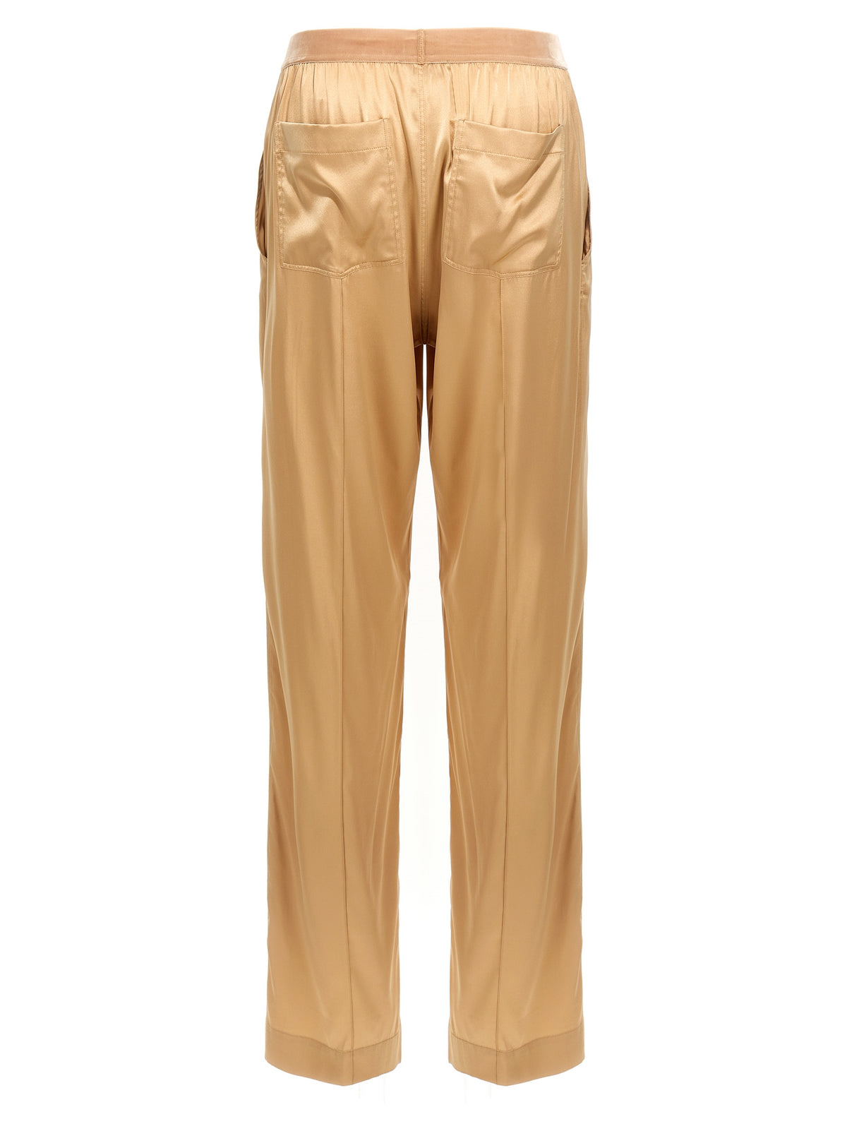 Beige Silk Casual Pants