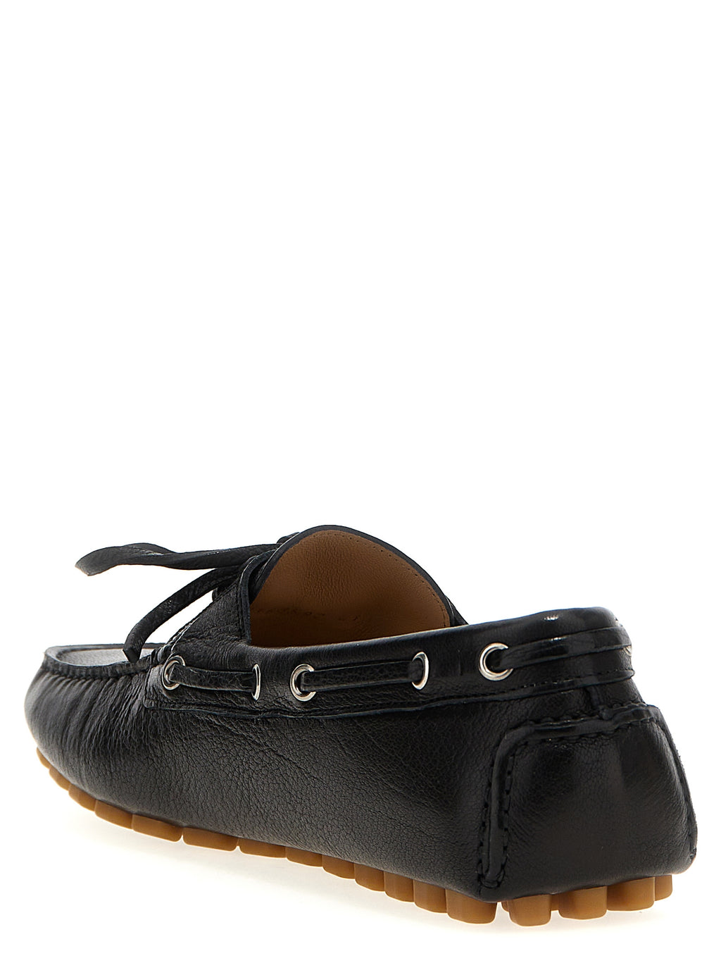 Black Buffalo Leather Slip-On Loafers