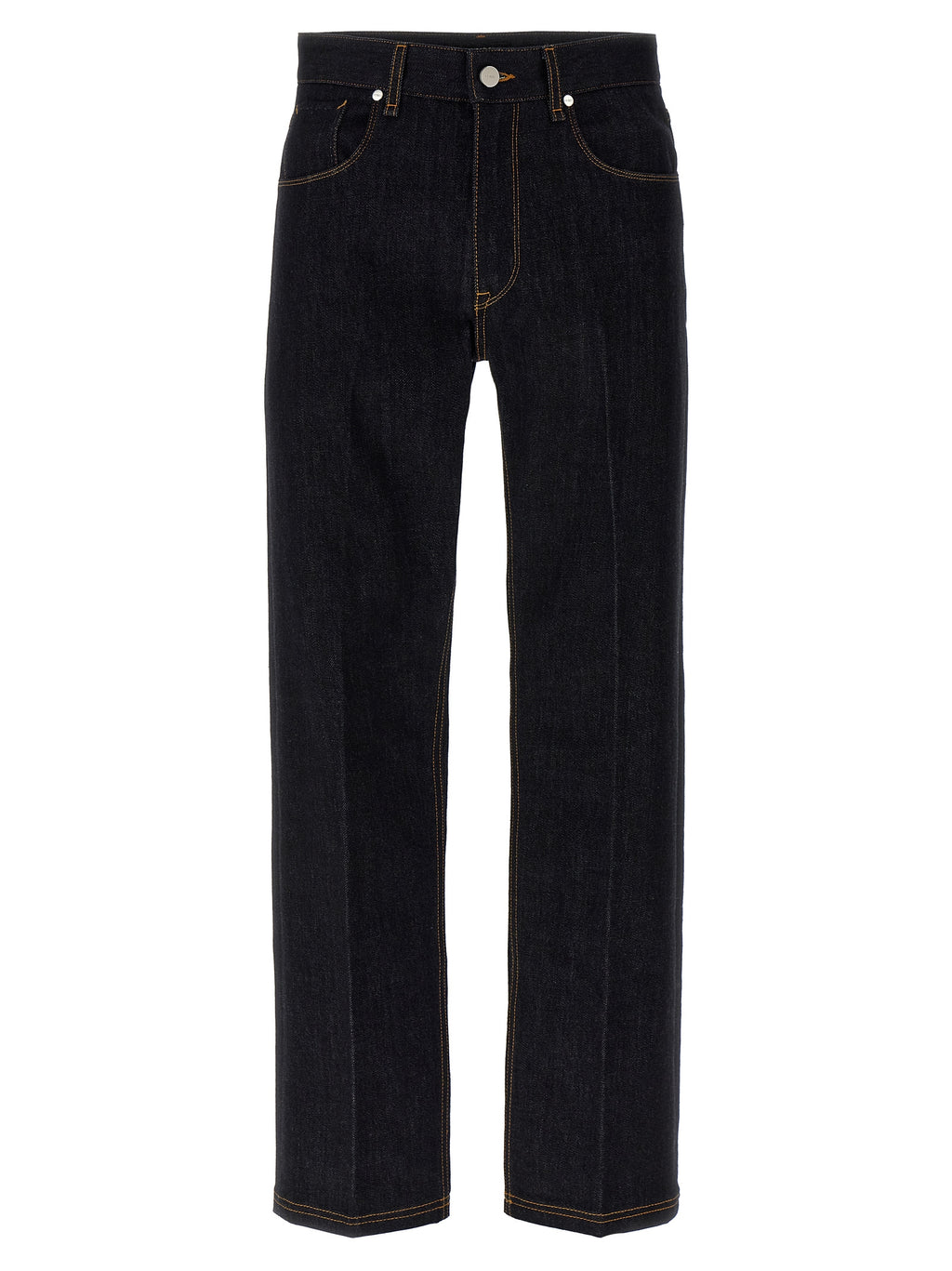 Blue Cotton Straight-Leg Jeans