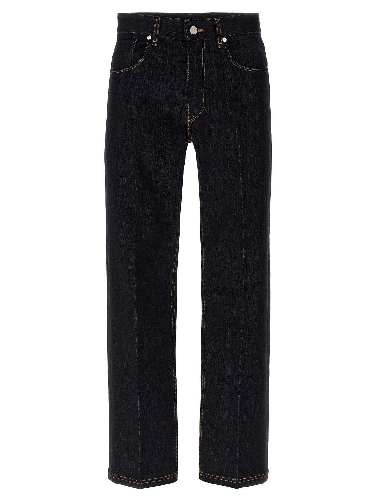 Blue Cotton Straight-Leg Jeans