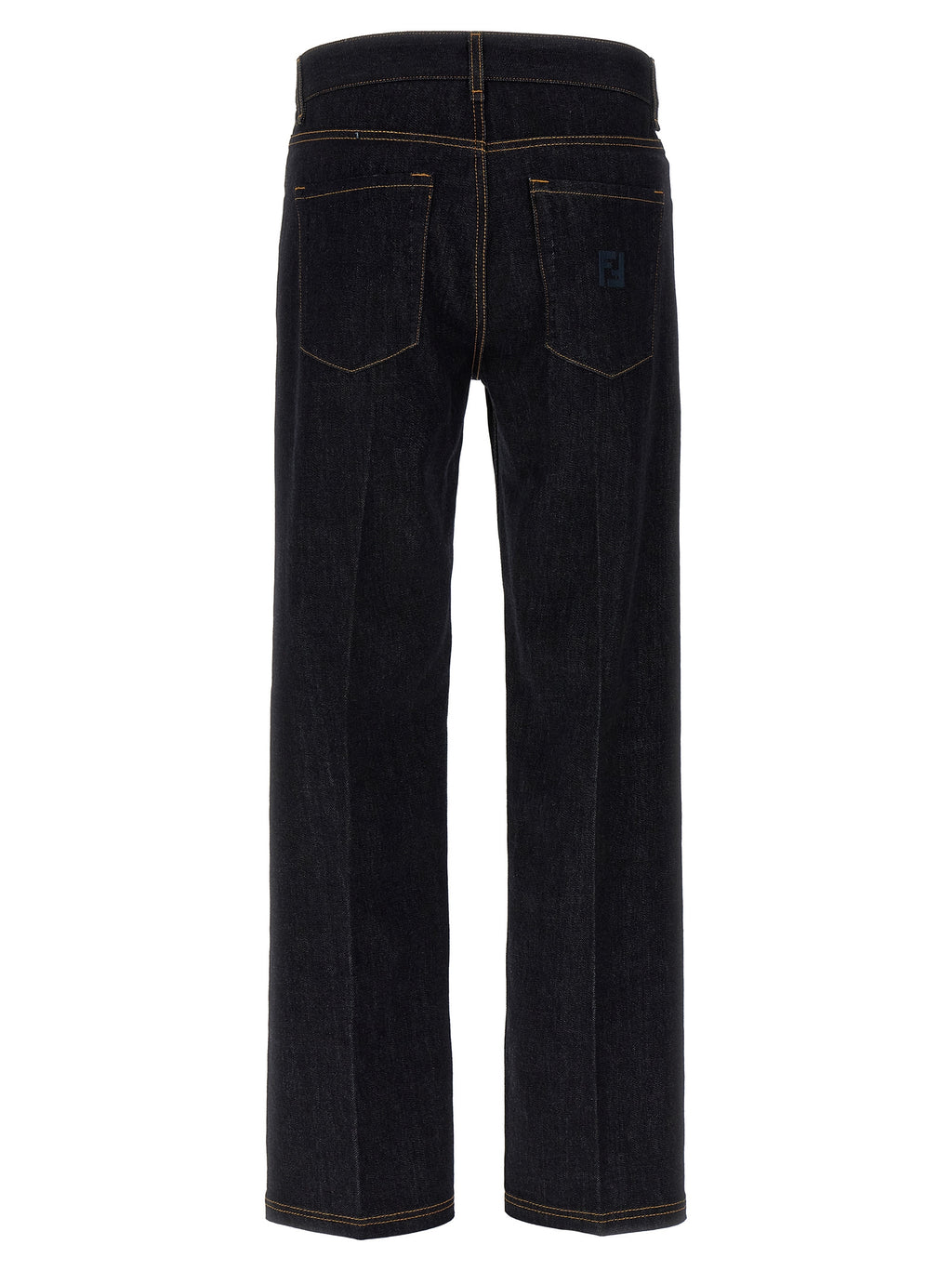 Blue Cotton Straight-Leg Jeans