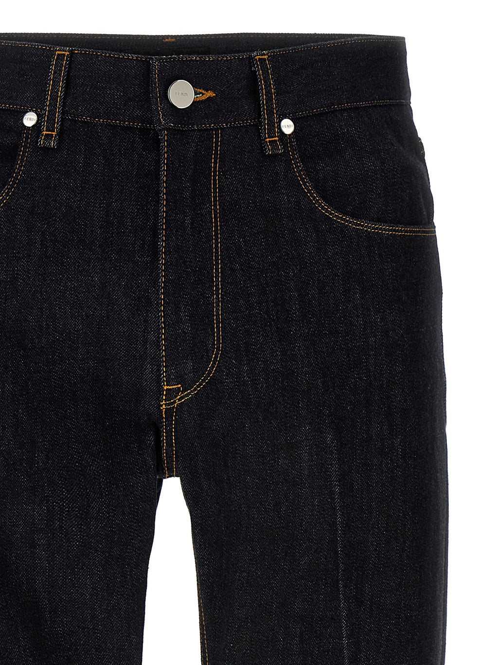 Blue Cotton Straight-Leg Jeans