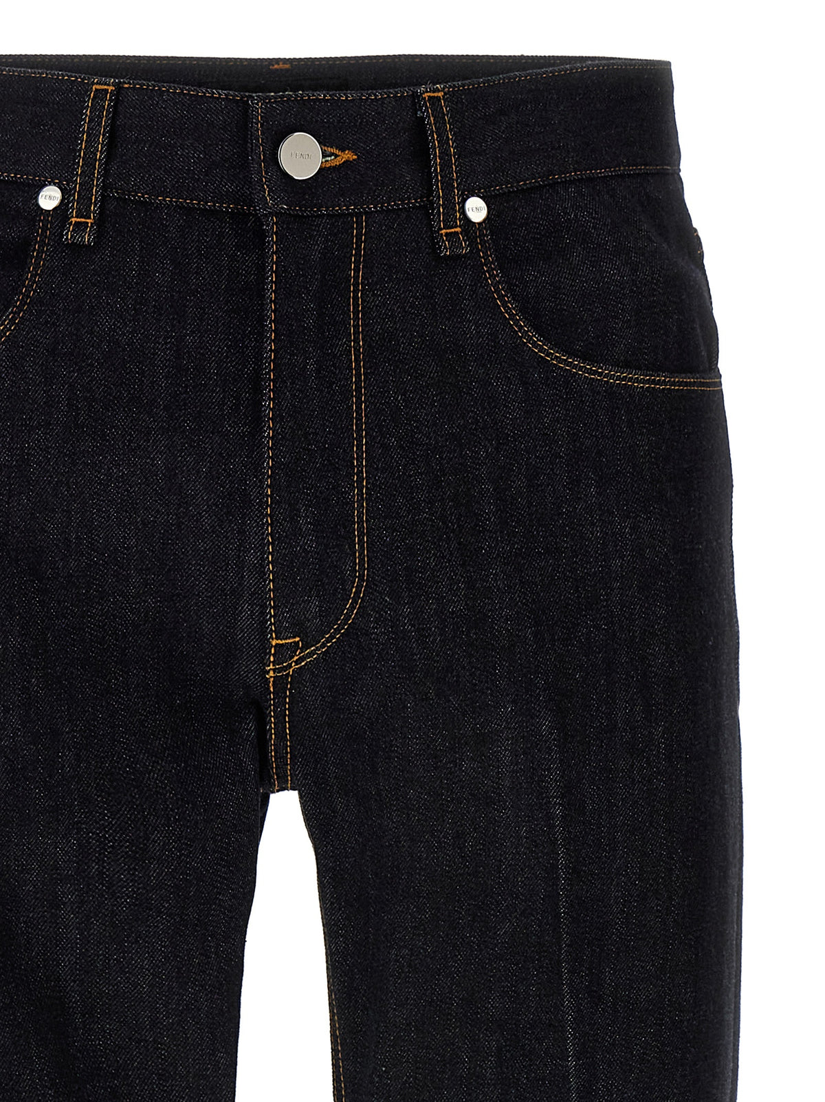 Blue Cotton Straight-Leg Jeans