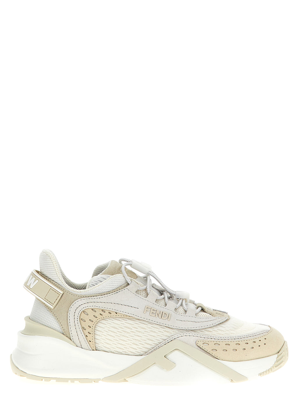 White Polyester Athletic Sneakers