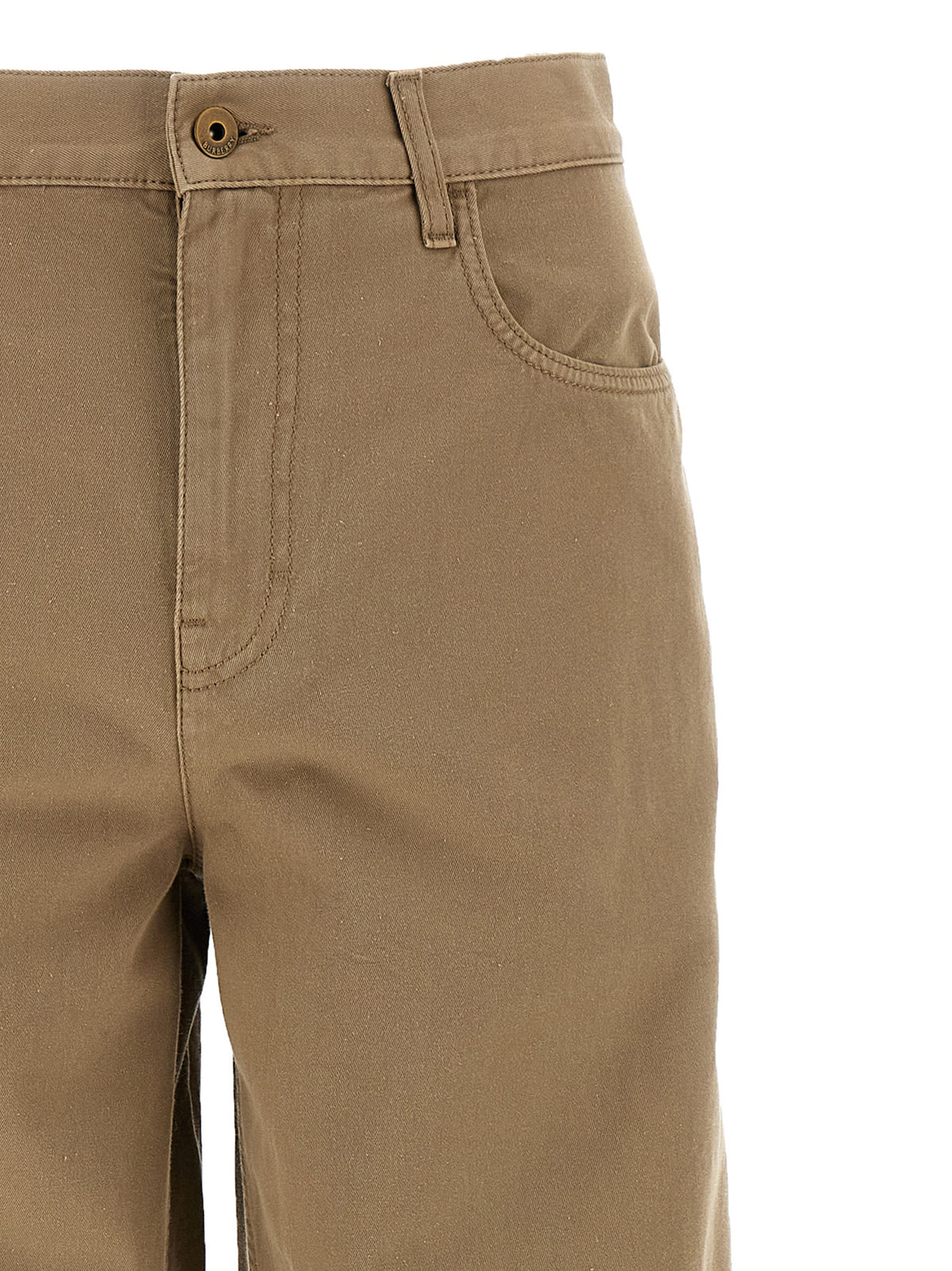 Beige Cotton Casual Pants
