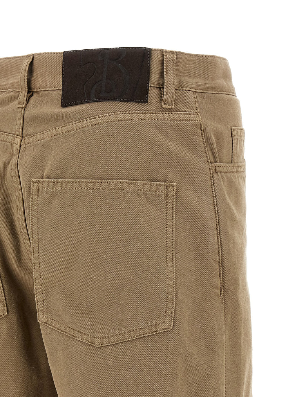 Beige Cotton Casual Pants
