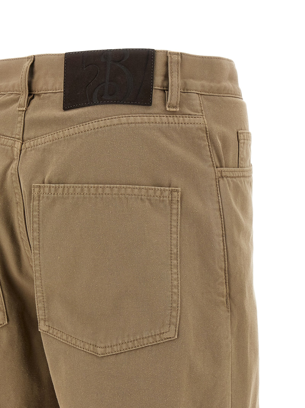 Beige Cotton Casual Pants