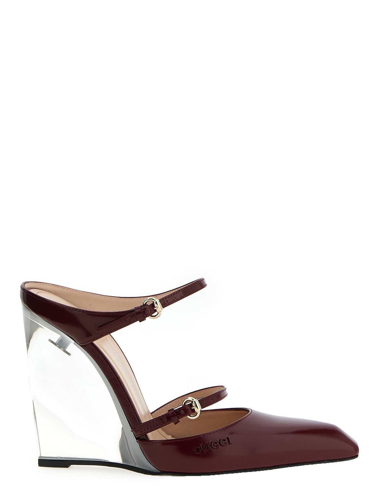 Red Leather Wedge Sandals