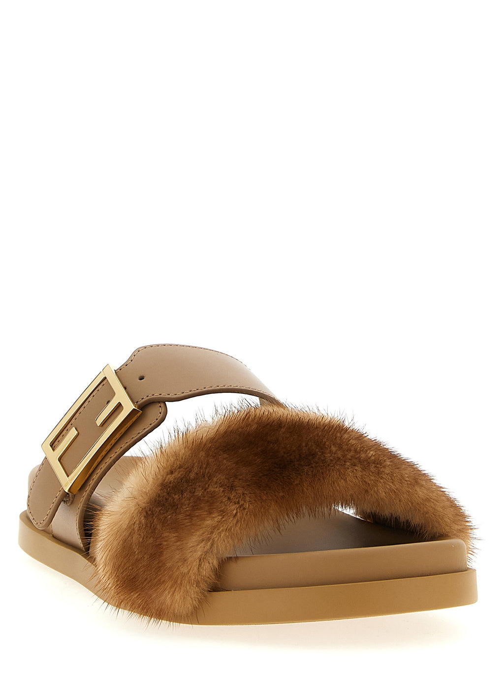 Brown Leather Slides