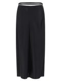 Black Silk Midi Skirt