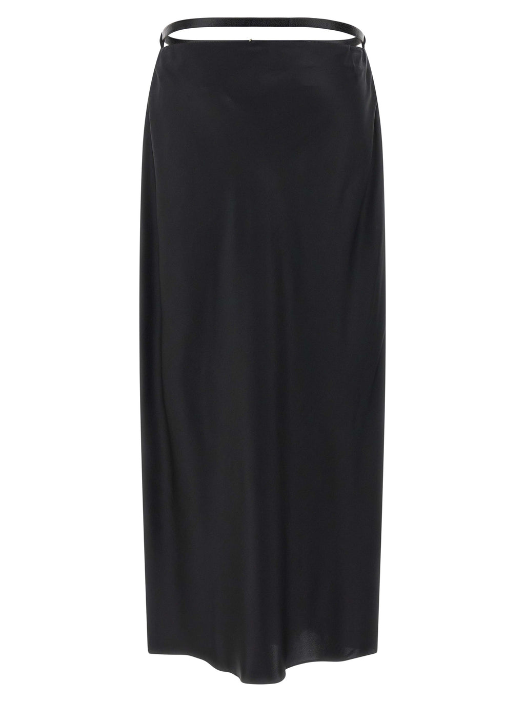 Black Silk Midi Skirt