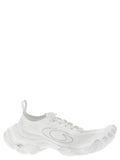 White Polyester Athletic Sneakers
