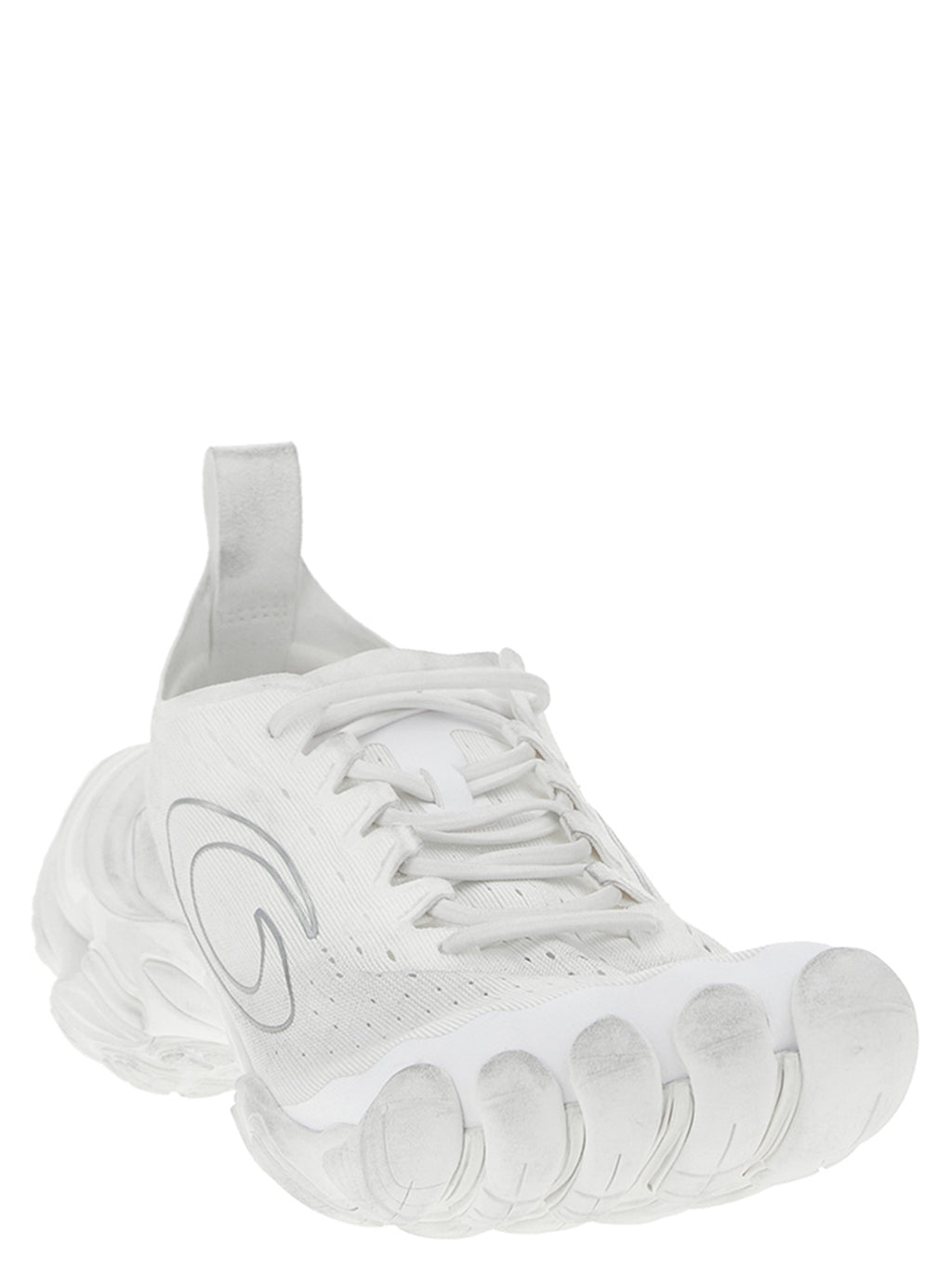 White Polyester Athletic Sneakers
