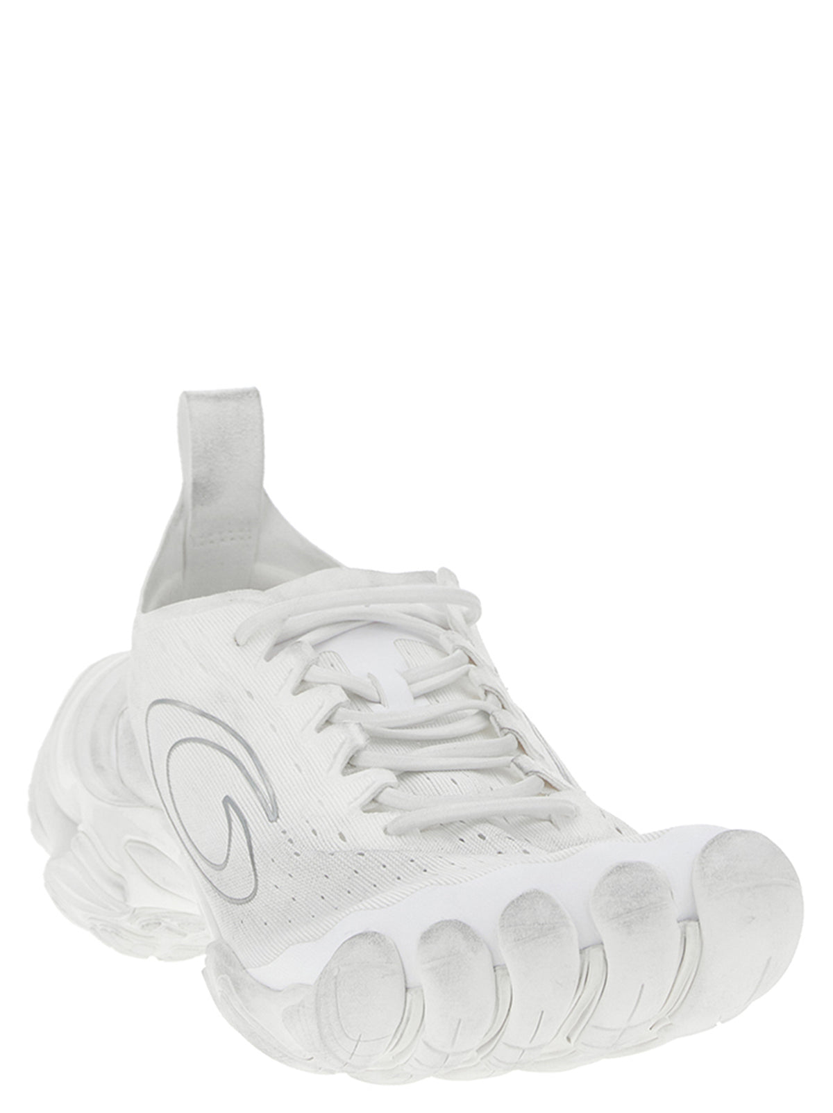 White Polyester Athletic Sneakers