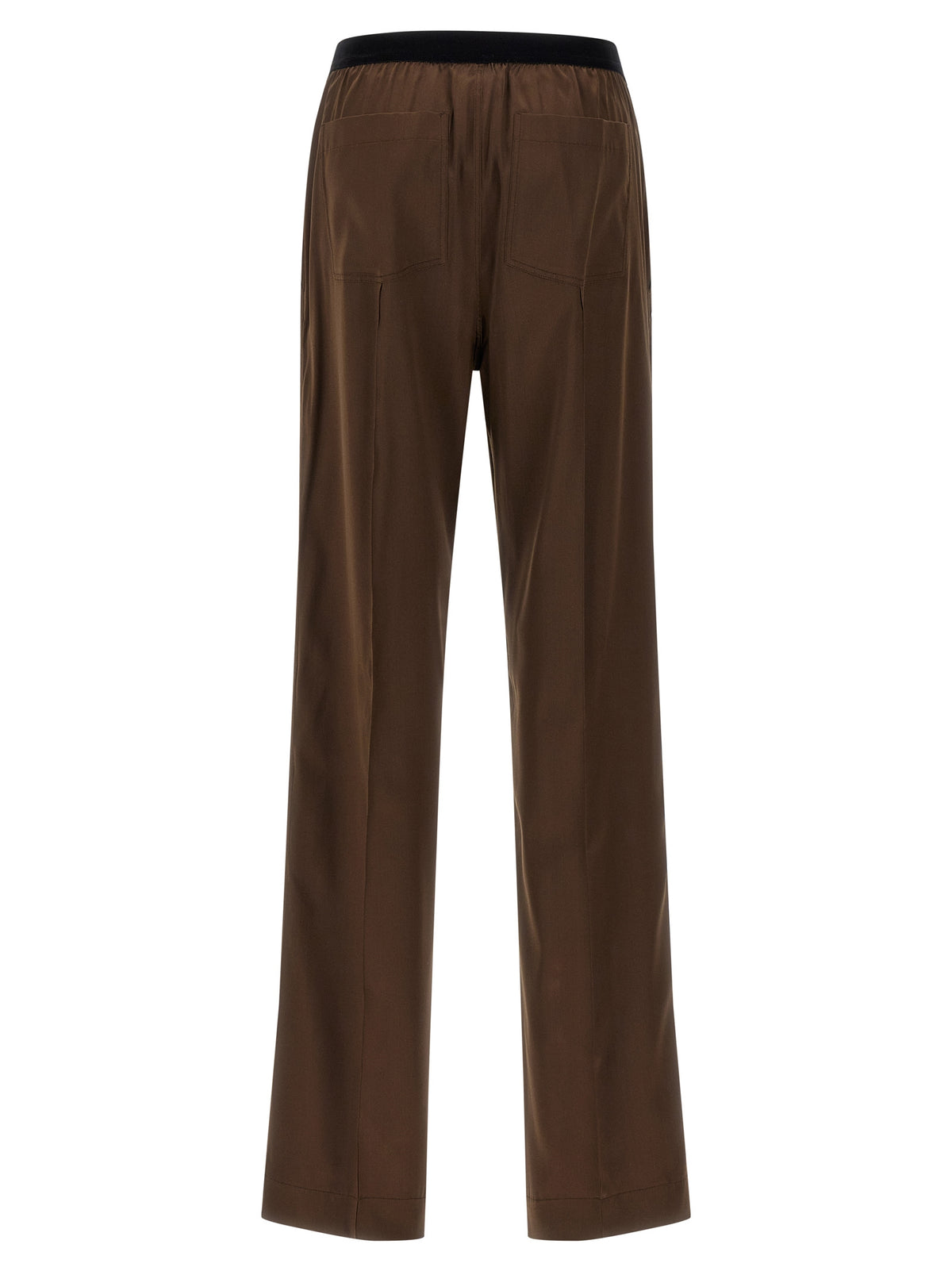 Brown Silk Casual Pants