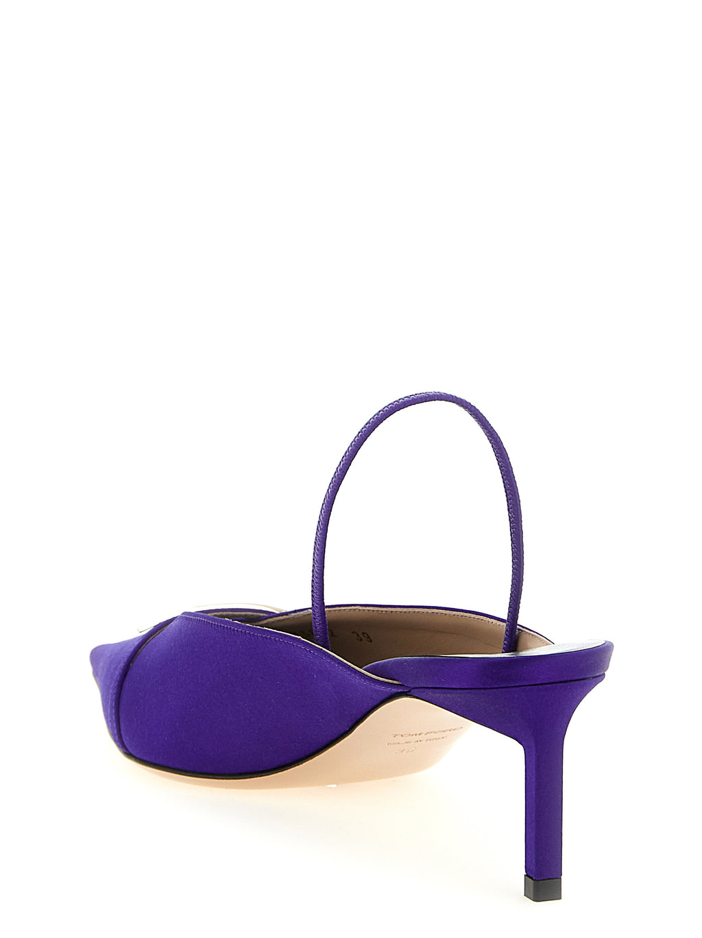 Purple Viscose Mid Heel Pumps