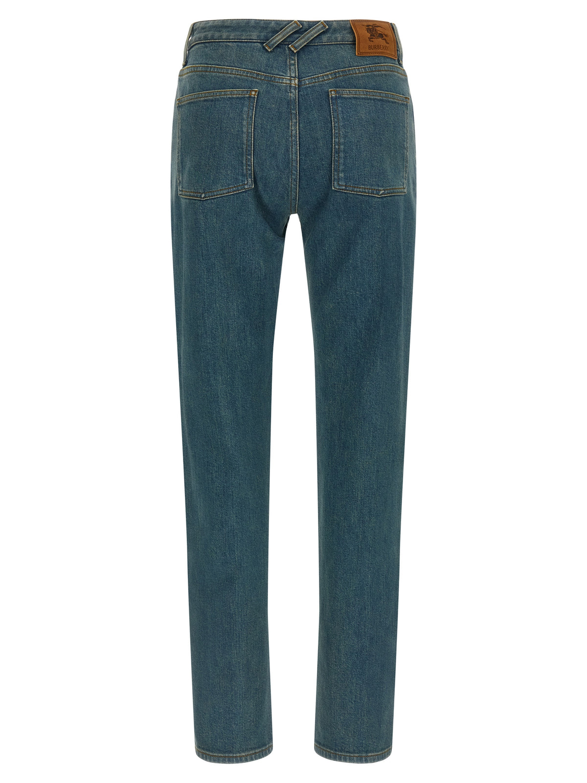 Blue Cotton Straight-Leg Jeans