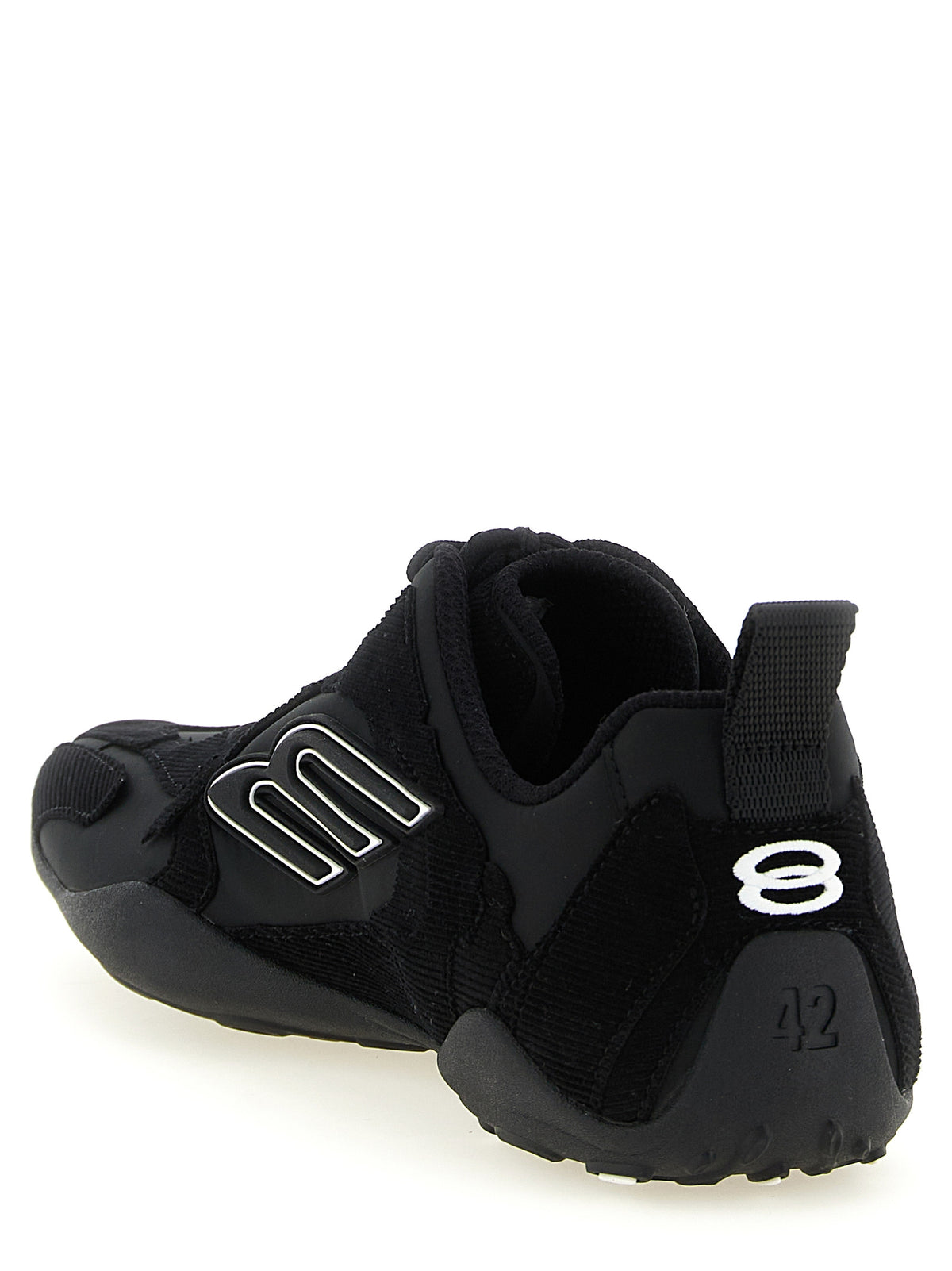 Black Polyester Athletic Sneakers
