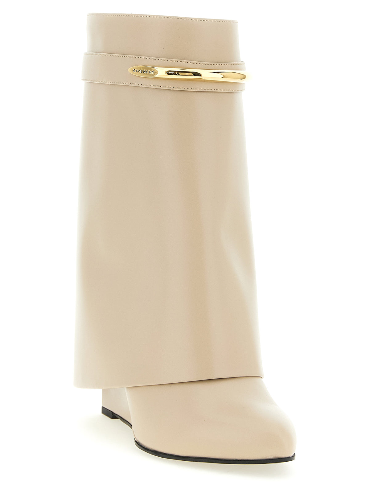 Beige Calfskin Ankle Boots