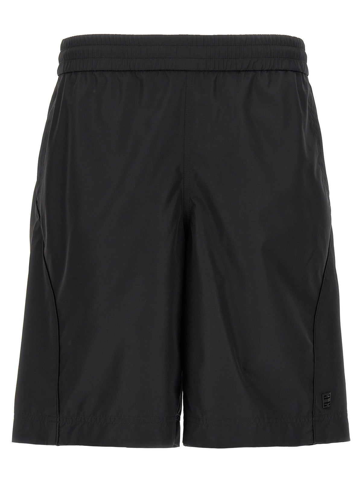 Black Polyester Bermuda Shorts