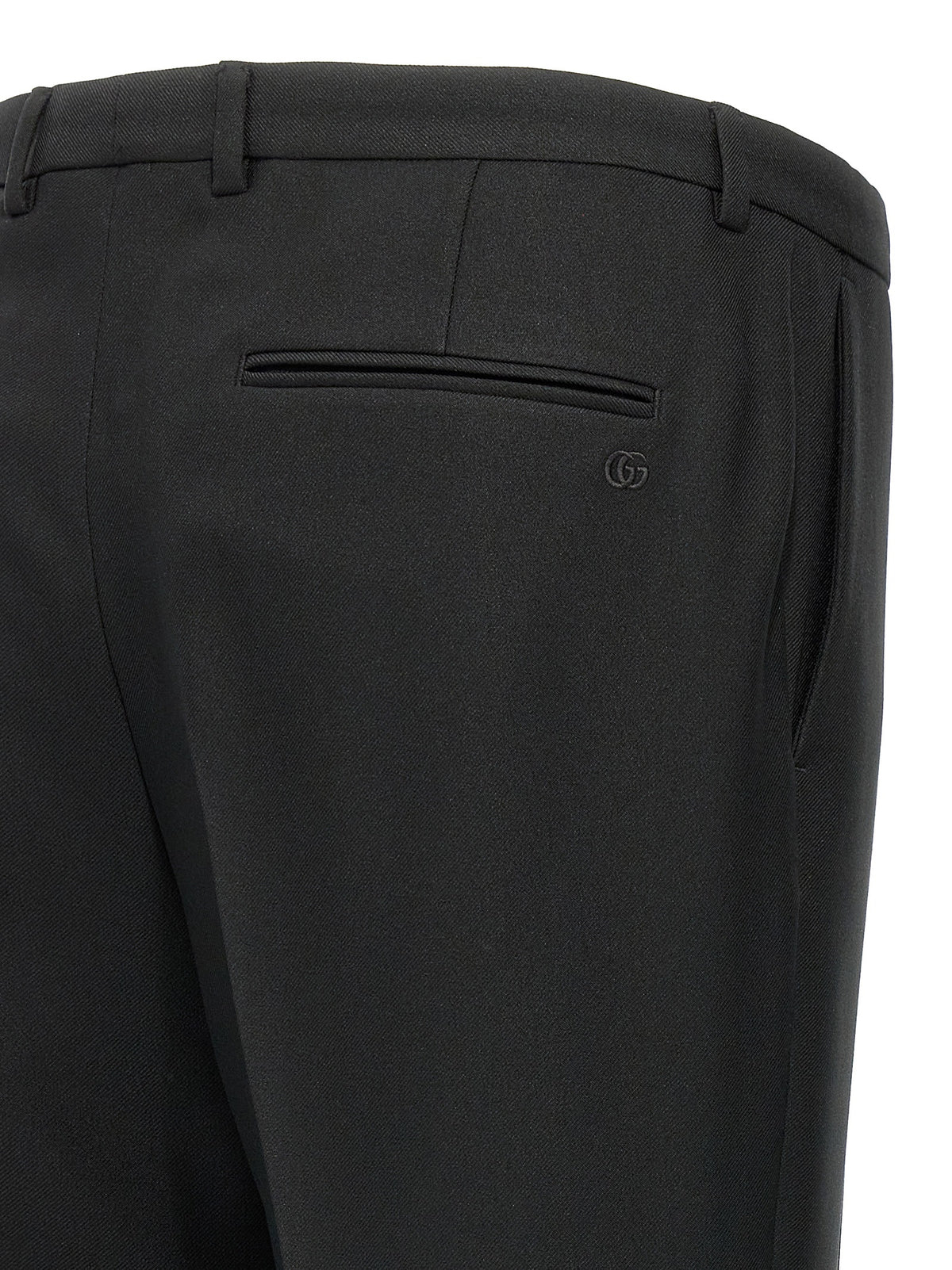 Black Polyester Casual Pants