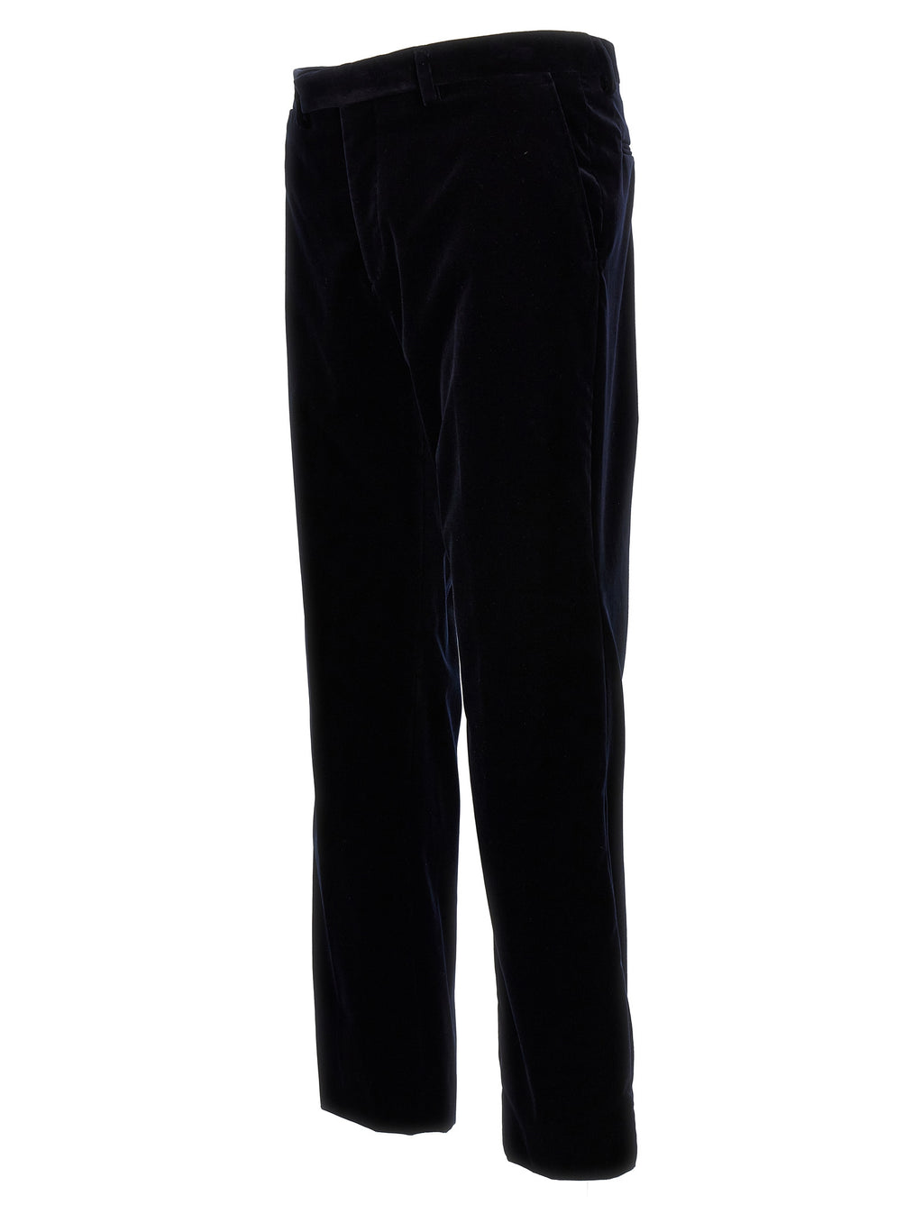 Blue Cotton Casual Pants