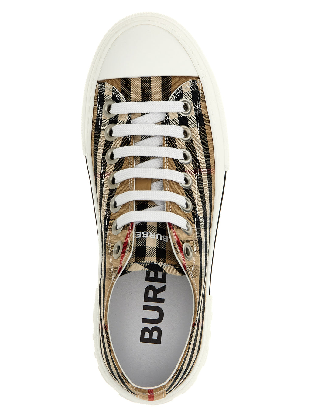 Beige Cotton Low Top Sneakers
