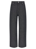 Gray Linen Straight-Leg Jeans