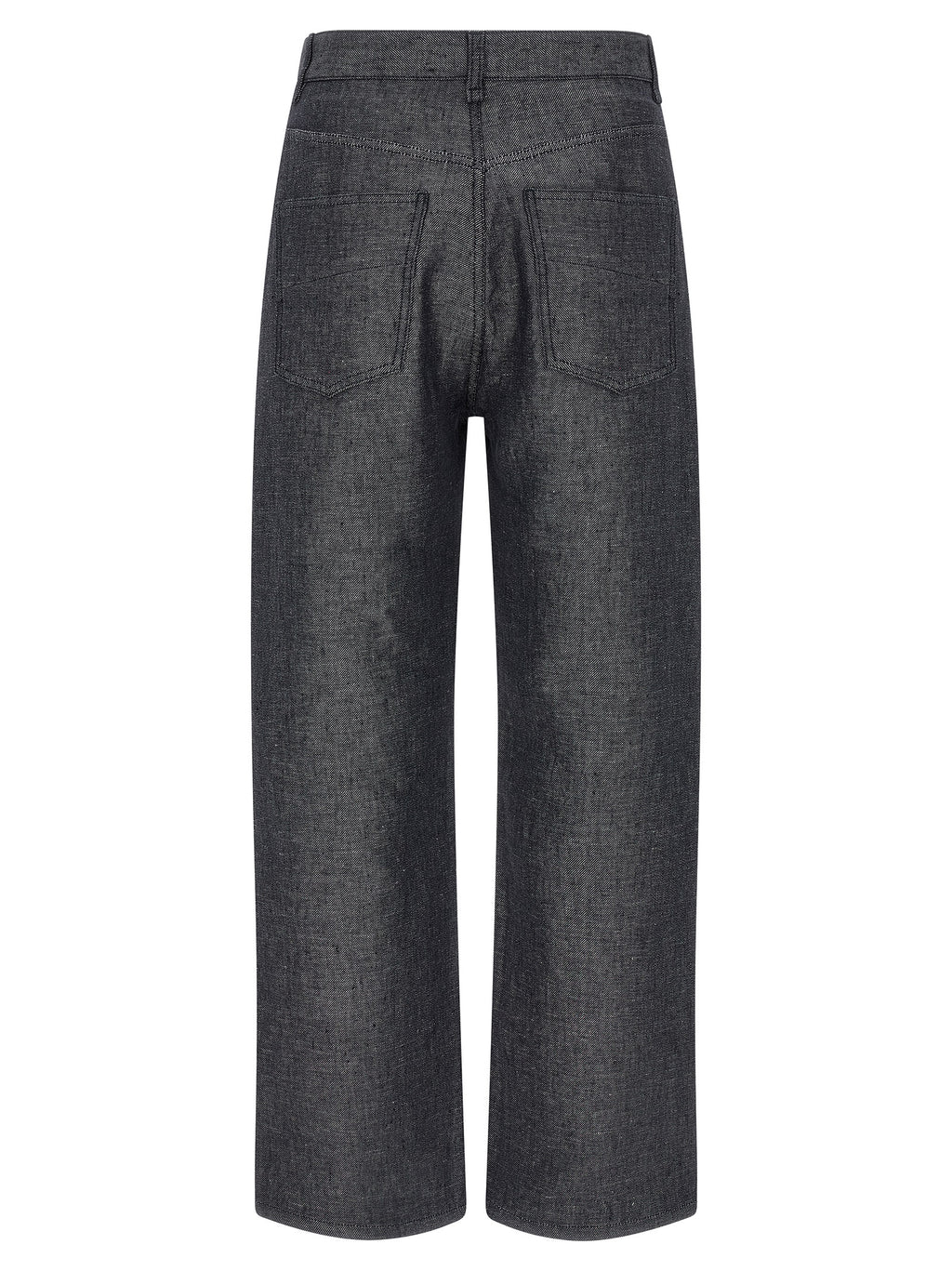 Gray Linen Straight-Leg Jeans