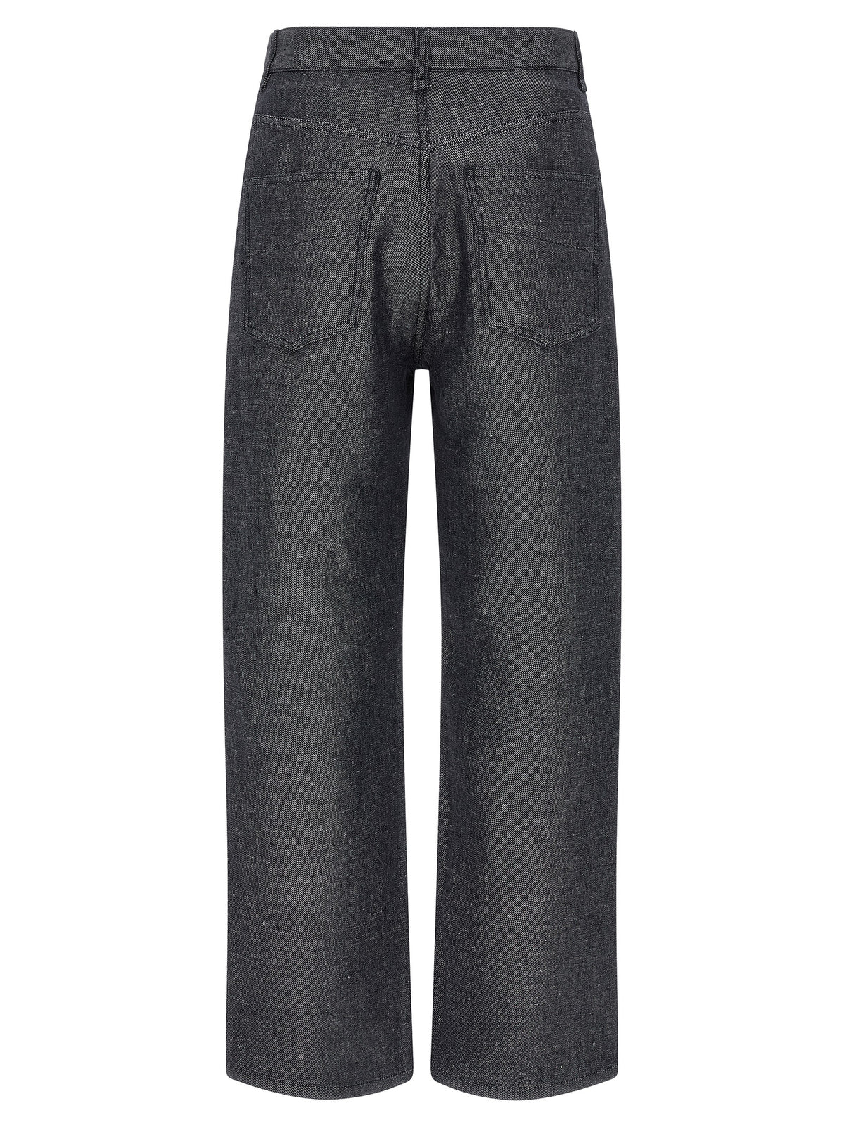 Gray Linen Straight-Leg Jeans