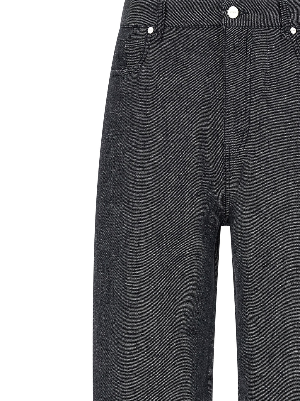 Gray Linen Straight-Leg Jeans